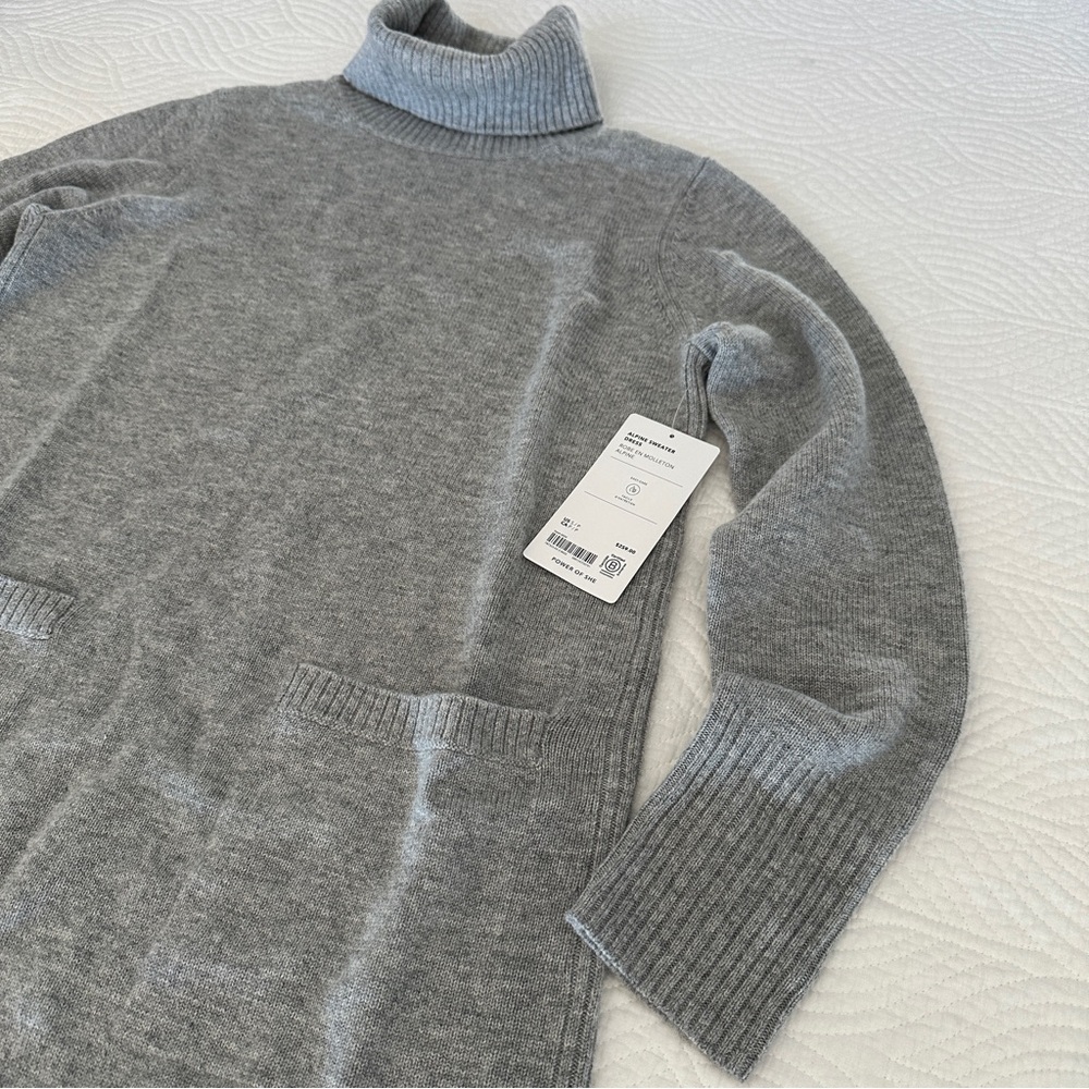 NWT Athleta Alpine Turtleneck Sweater Dress, Small Petite, Grey Heather - Picture 5 of 8